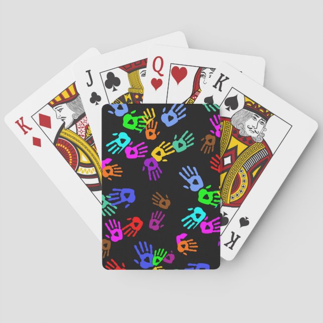 holiES - hands coloured pattern 1 + your backgr. Playing Cards (Back)