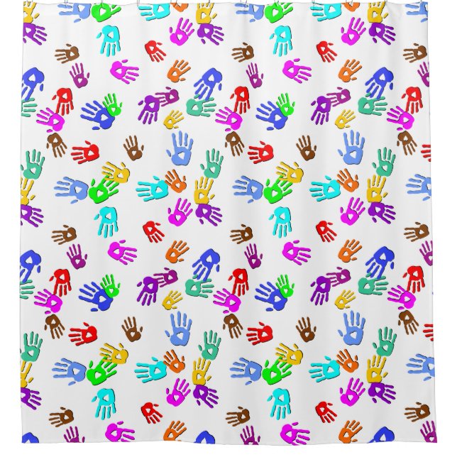 holiES - hands coloured pattern 1 + your backgr. Shower Curtain (Front)