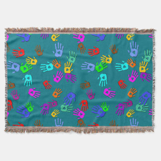 holiES - hands coloured pattern 1 + your backgr. Throw Blanket
