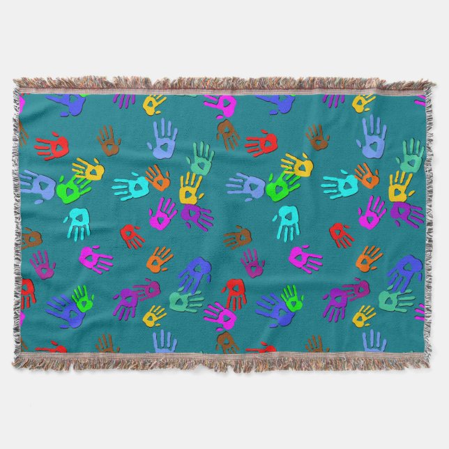 holiES - hands coloured pattern 1 + your backgr. Throw Blanket (Front)