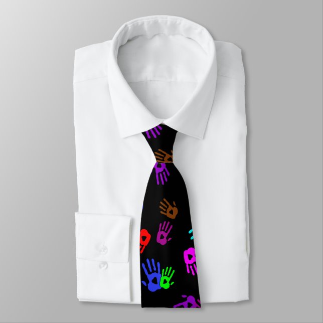holiES - hands coloured pattern 1 + your backgr. Tie (Tied)
