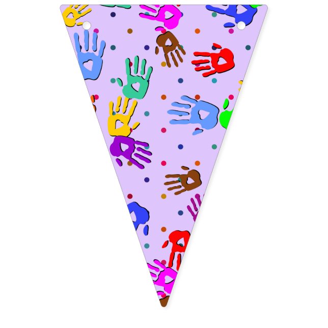 holiES - hands dots coloured pattern 1 Bunting (First Flag)