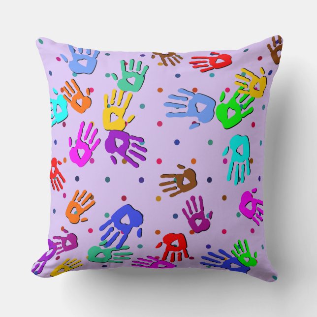 holiES - hands dots coloured pattern 1 Cushion (Front)