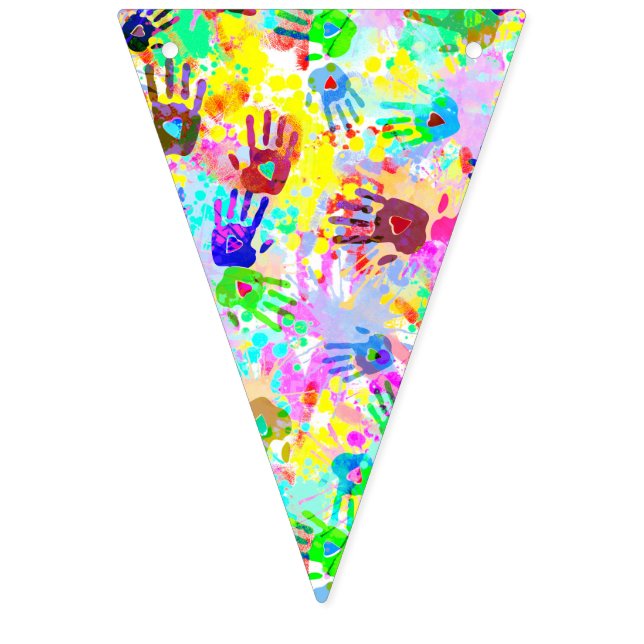 holiES - hands splashes coloured grunge pattern 2 Bunting (First Flag)