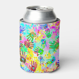 holiES - hands splashes coloured grunge pattern 2 Can Cooler