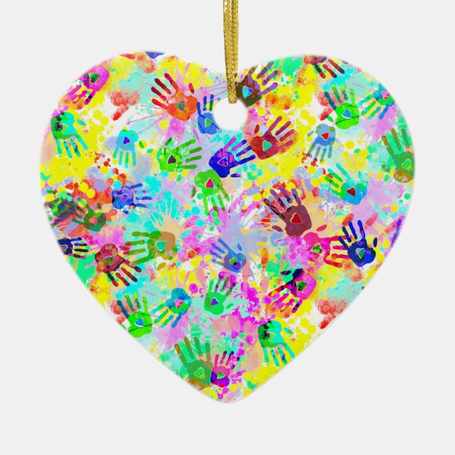 holiES - hands splashes coloured grunge pattern 2 Ceramic Tree Decoration (Front)