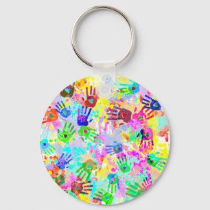 holiES - hands splashes coloured grunge pattern 2 Key Ring