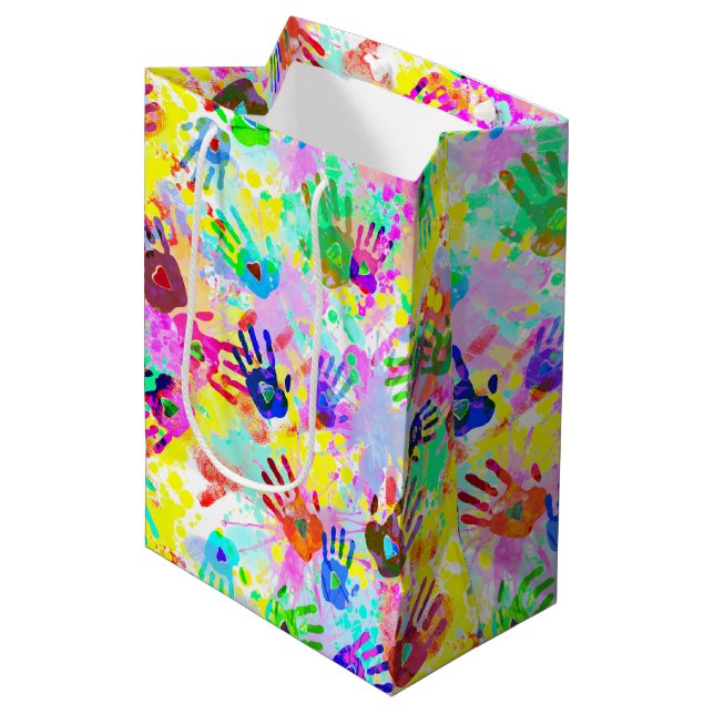 holiES - hands splashes coloured grunge pattern 2 Medium Gift Bag (Front Angled)