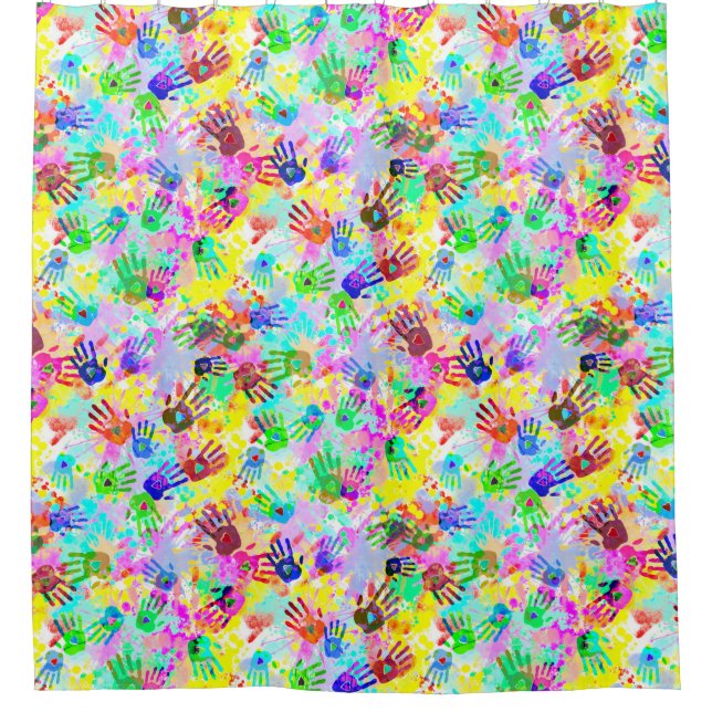 holiES - hands splashes coloured grunge pattern 2 Shower Curtain (Front)