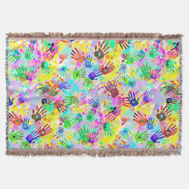 holiES - hands splashes coloured grunge pattern 2 Throw Blanket (Front)