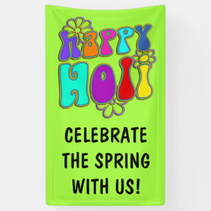holiES - HAPPY HOLI coloured outline flowers 1 Banner