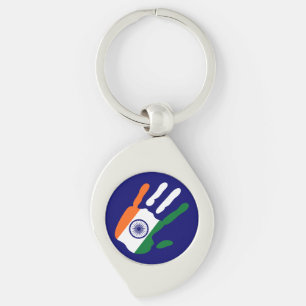 holiES - India Flag Hand + your backgrond colour Key Ring