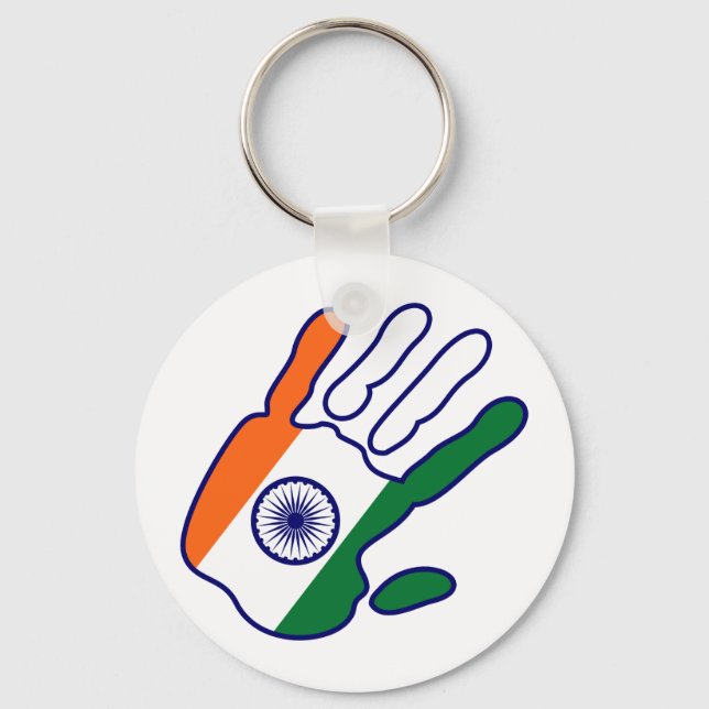 holiES - India Flag Hand + your idea Key Ring (Front)