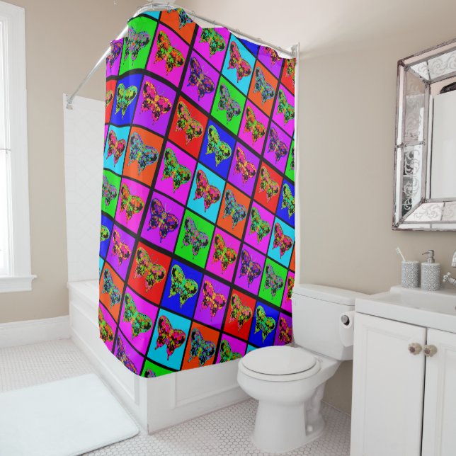 holiES - Psychedelic Butterflies Mosaic Shower Curtain (In Situ)