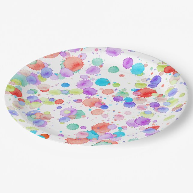 holiES - Splatter multicolored 1 + your backgr. Paper Plate (Angled)
