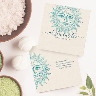Holistic & Beautiful Celestial Sun Face & Stars Business Card
