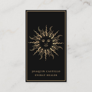 Holistic Celestial Gold Black Elegant Business Card