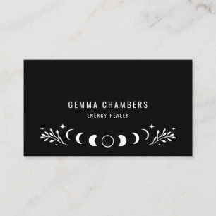 Holistic Celestial Moon Phases Black Business Card
