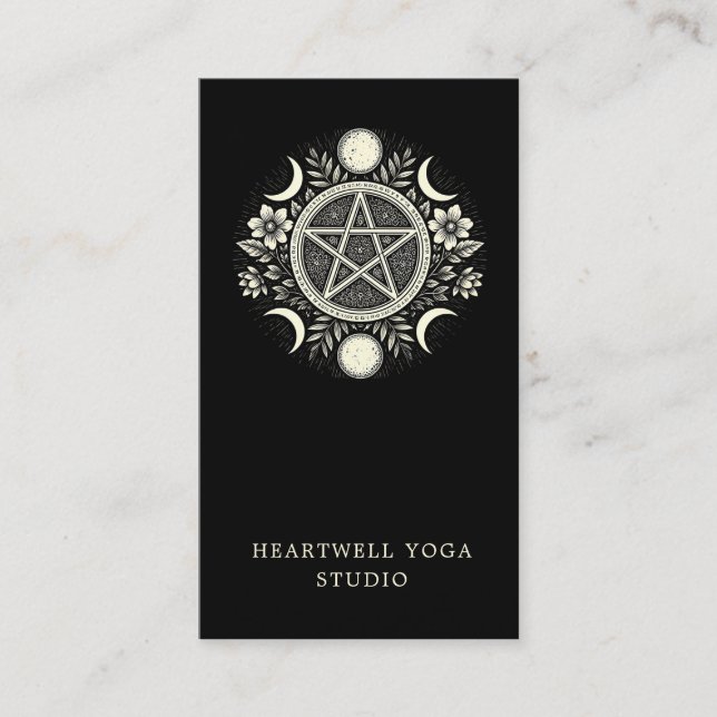 Holistic Celestial Sun Moon Black Business Card (Front)