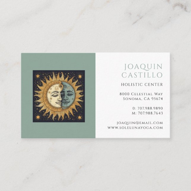 Holistic Celestial Sun Moon Business Card (Front)