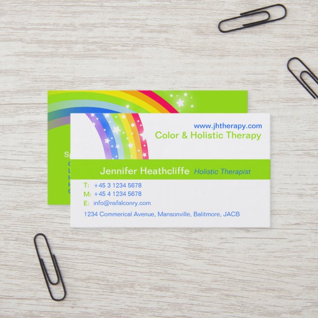 Holistic colour therapy company business card (Front/Back In Situ)