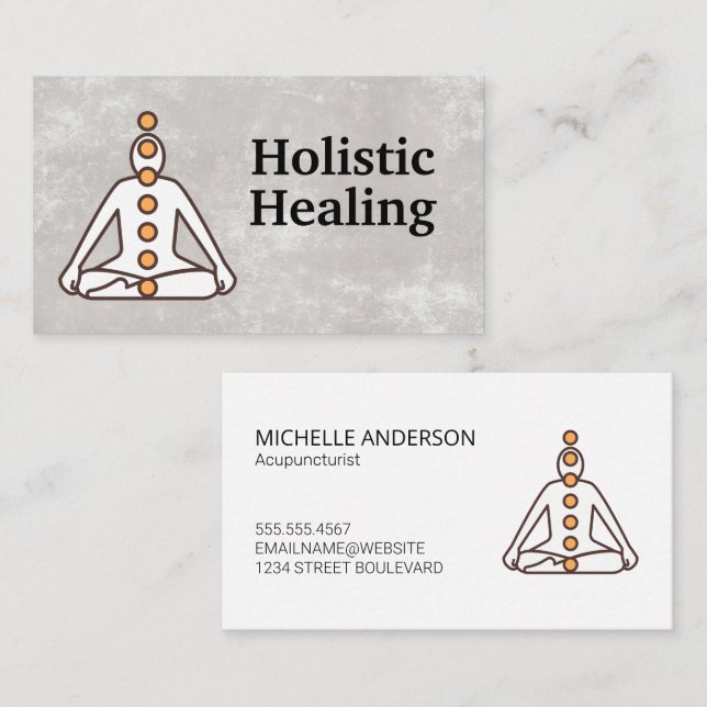 Holistic Healing | Yoga Sitting Pose | Chakras Business Card (Front/Back)
