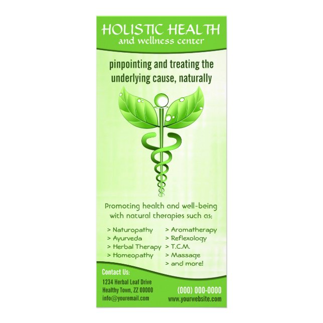 Holistic Health Alternative Medicine Caduceus Rack Card (Front)