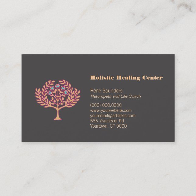 Holistic Health and Wellness Tree Business Card (Front)