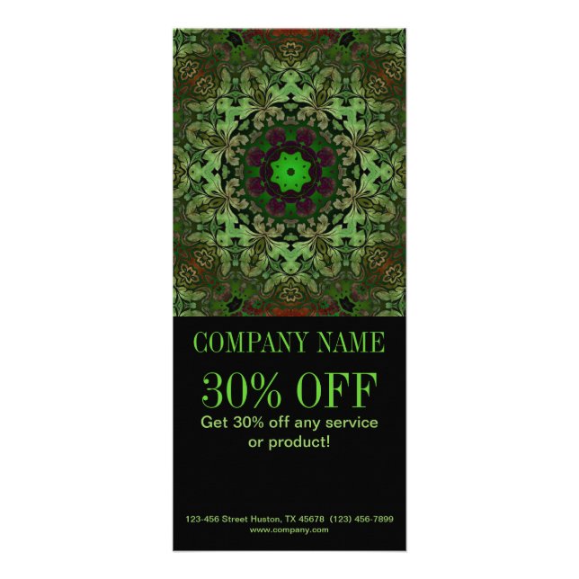 holistic health massage therapist Yoga Mandala Rack Card (Front)