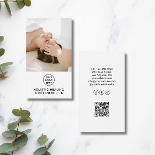 Holistic Health Therapist Logo QR Code White  Business Card