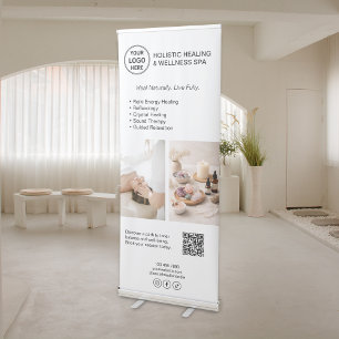 Holistic Health Therapist Logo QR White Retractable Banner