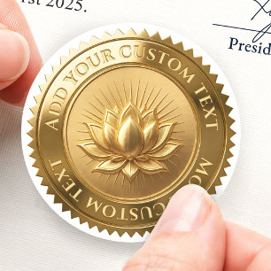 Holistic Lotus Flower Yoga Zen Custom 3D Foil Gold Classic Round Sticker