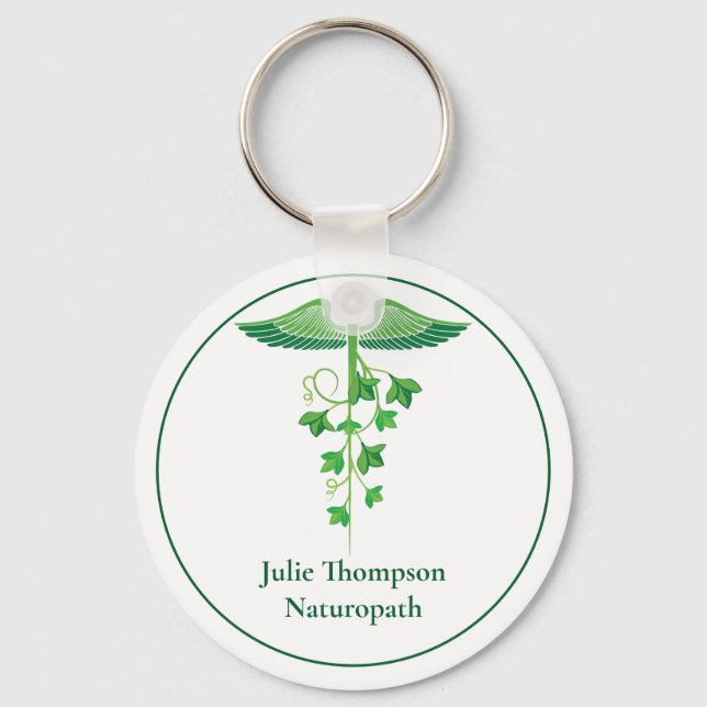 Holistic Medicine Wellness Centre Naturopath Green Key Ring (Front)
