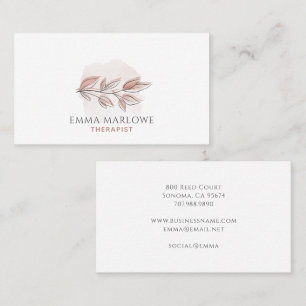 Holistic Wellness Coach Botanical Dusty Pink Business Card