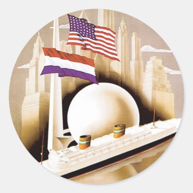 Holland America Line New York Classic Round Sticker (Front)