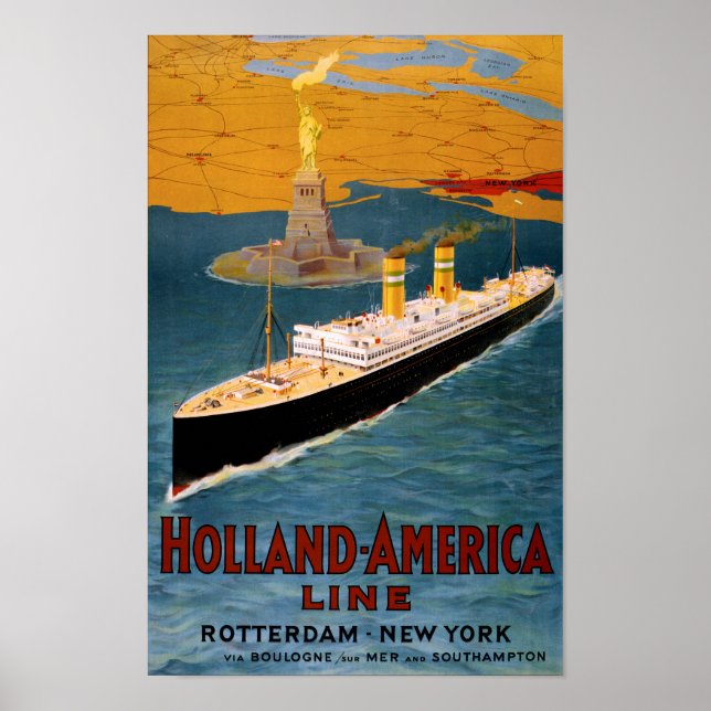Holland America Line Vintage Poster Restored (Front)