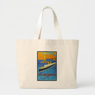 Holland America Line Vintage Travel Poster Large Tote Bag