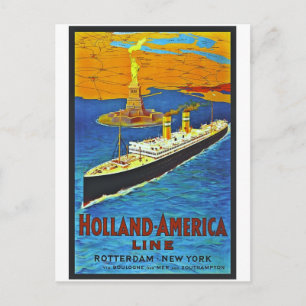 Holland America Line Vintage Travel Poster Postcard