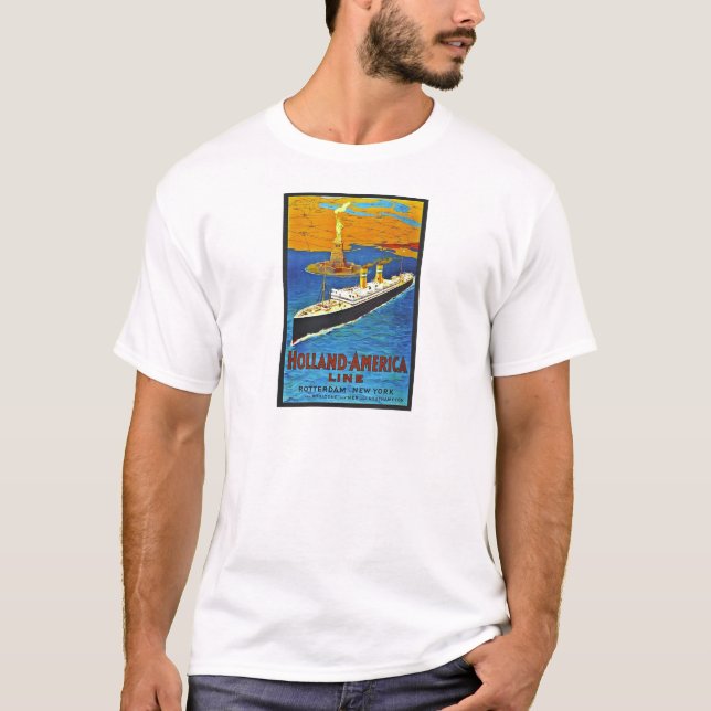 Holland America Line Vintage Travel Poster T-Shirt (Front)