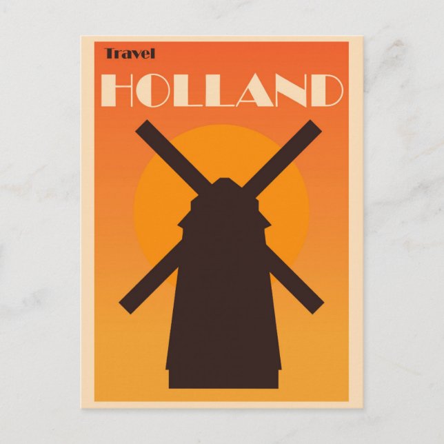 Holland Amsterdam Vintage Windmill Dutch Travel Postcard (Front)
