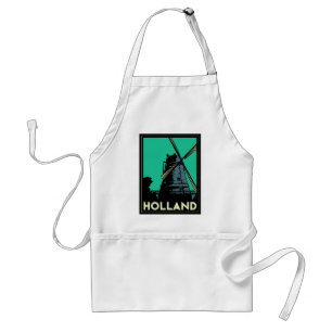 holland art deco vintage retro travel poster standard apron
