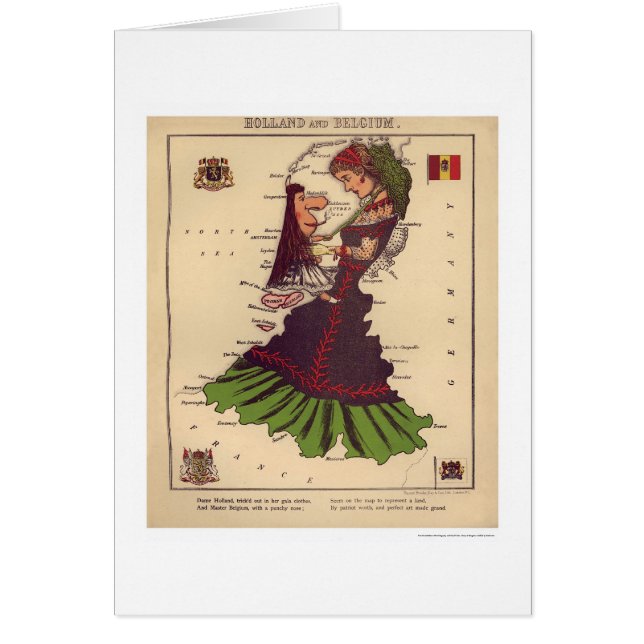 Holland & Belgium Caricature Map 1868 (Front)