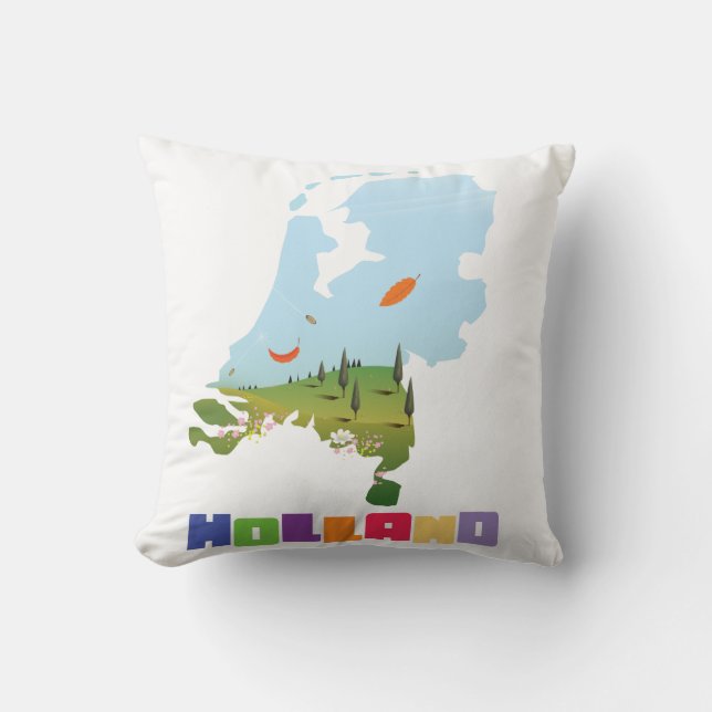 Holland cartoon map cushion (Front)