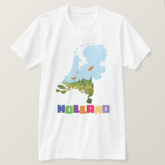 Holland cartoon map T-Shirt (Design Front)