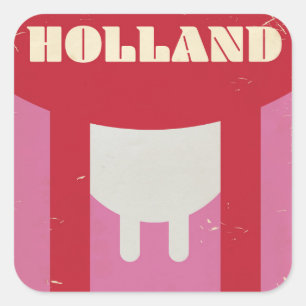 Holland Dairy cow vintage travel poster Square Sticker
