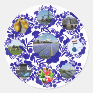Holland Delft Blue Delftware Classic Round Sticker