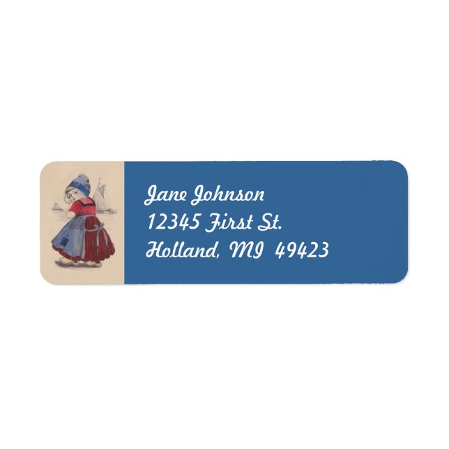 Holland Dutch Girl traditional Dress Address Label (Front)