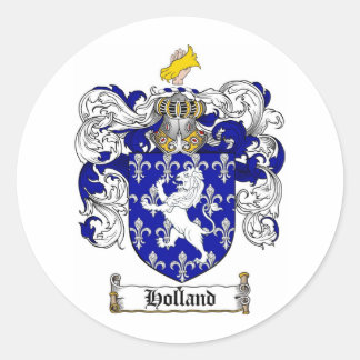 HOLLAND FAMILY CREST -  HOLLAND COAT OF ARMS CLASSIC ROUND STICKER