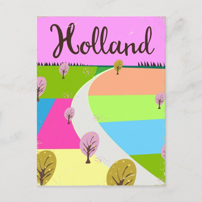 Holland fields travel poster postcard (Front)
