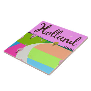 Holland fields travel poster tile